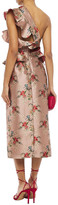 Thumbnail for your product : Johanna Ortiz La Divinidad One-shoulder Floral-print Satin Peplum Dress