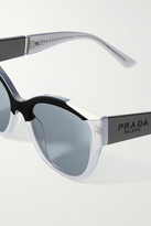 Thumbnail for your product : Prada Eyewear - Cat-eye Acetate And Silver-tone Sunglasses - Gray