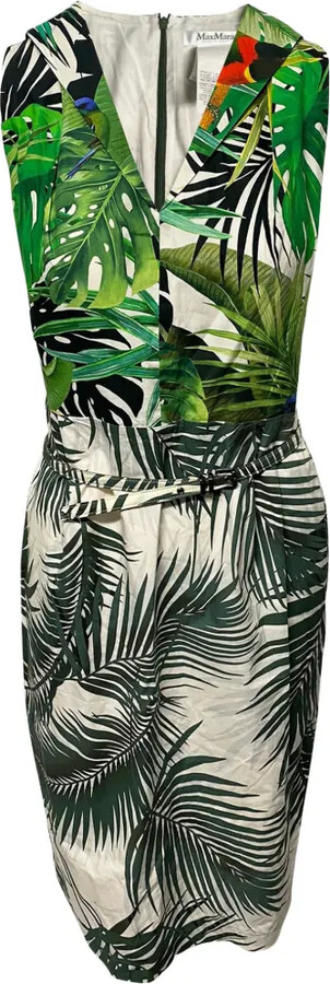 Max Mara Tropical Print Belted Dress