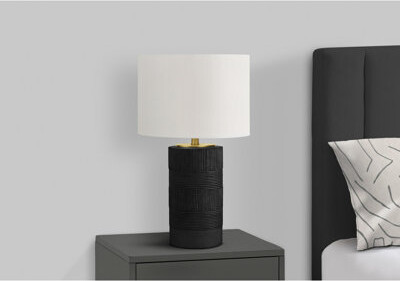 Latitude Run Table Lamp Lighting Black Resin Ivory / Cream Shade Contemporary
