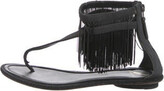 Thumbnail for your product : Brian Atwood Fringe Trim Accent T-Strap Sandals