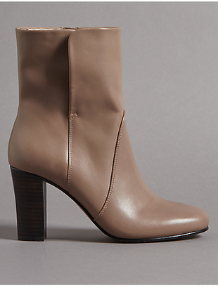 Autograph Leather Block Heel Ankle Boots