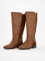 Thumbnail for your product : Evans EXTRA WIDE FIT Brown Mix Material Long Rider Boots