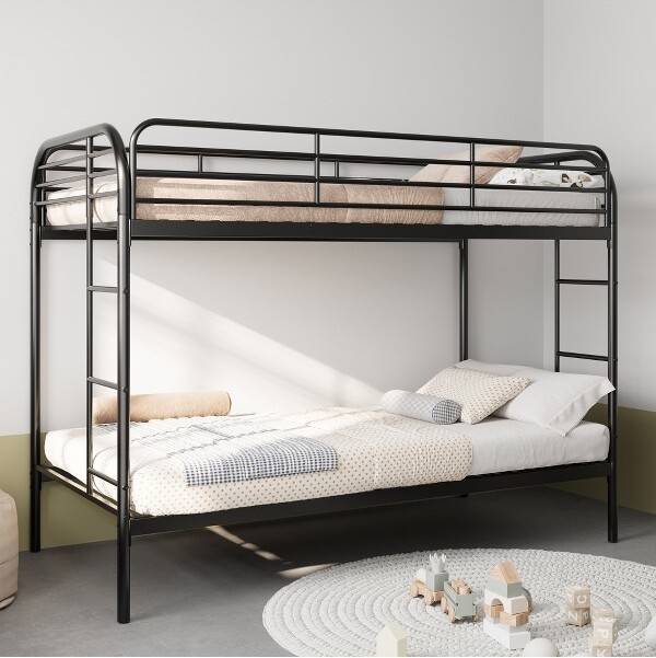 GDFStudioWilsonModernMetalTwinOverTwinBunkBedwith2LaddersBlack