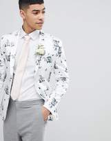 Thumbnail for your product : ASOS Design DESIGN Wedding Super Skinny Blazer In White Floral Print