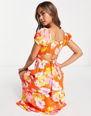 Miss Selfridge ruffle peplum maxi dress in floral print - ShopStyle