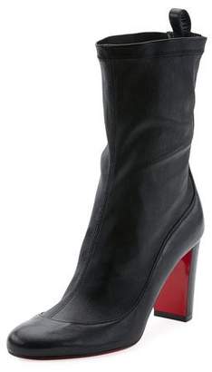 Christian Louboutin Gena Stretch Leather Mid-Heel Red Sole Boot