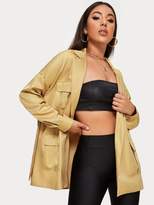 Thumbnail for your product : Shein Flap Pocket Belted Cargo Blazer
