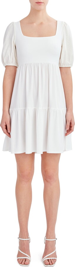BCBG Paris Women’s Smock Knit Eyelet Sleeve Square Neck Dress