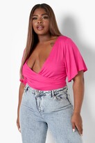 Thumbnail for your product : boohoo Plus Wrap Short Sleeve one piece