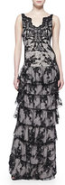 Thumbnail for your product : Alice + Olivia Powell Sleeveless Tiered Lace Gown