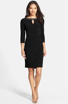 Thumbnail for your product : Alex Evenings Embellished Neck Ruched Matte Jersey Sheath Dress