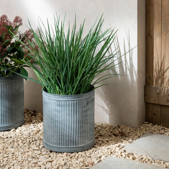 Dunelm Round Galvanised Planter Grey ShopStyle Garden Decor