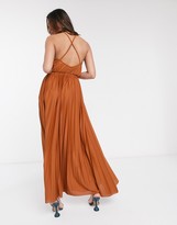 Thumbnail for your product : ASOS DESIGN halter neck pleated maxi dress in rust
