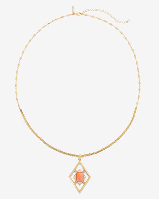 White House Black Market Cutout Pink Stone Pendant Necklace