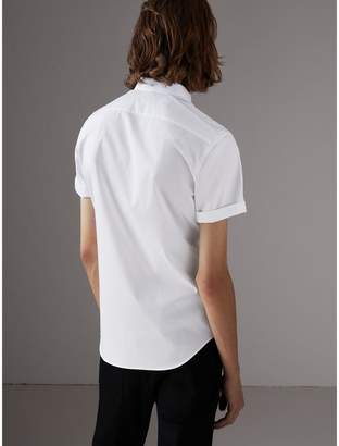 Burberry Short-sleeved Stretch Cotton Poplin Shirt