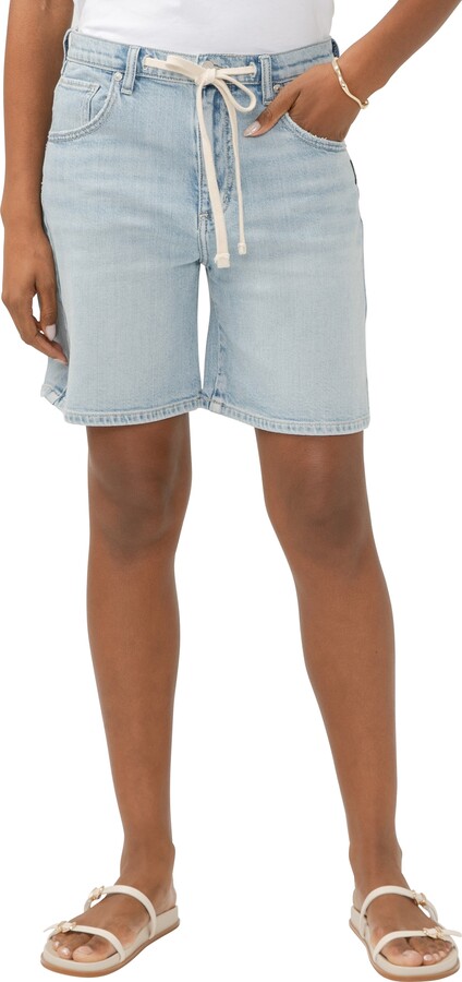 Silver Jeans Co. Be Easy Drawstring High Waist Long Denim Shorts