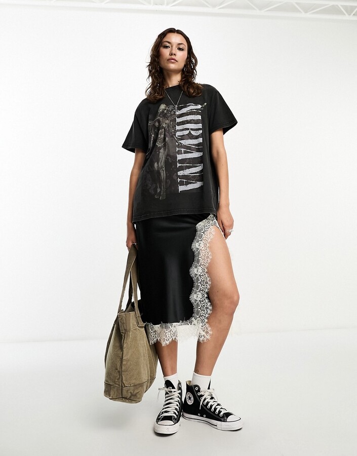 Stradivarius STR Nirvana t-shirt in black ShopStyle