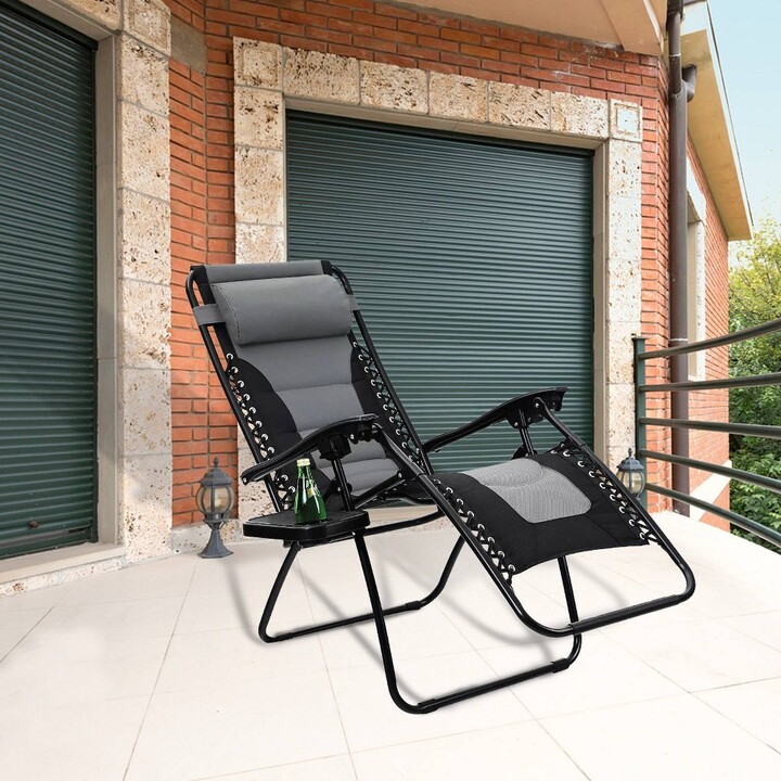 LaFuma Patio Zero Gravity Free Padded Seat Recliner with Cup Holder