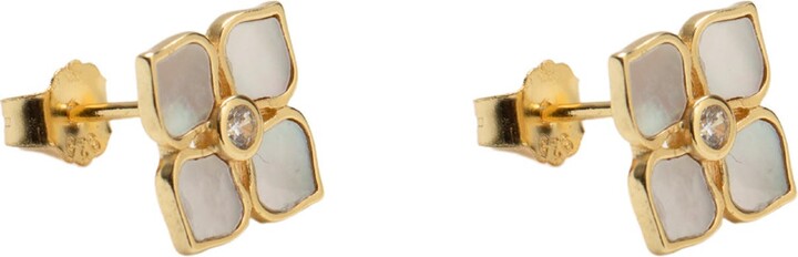 Argentovivo Mother of Pearl Flower Stud Earrings