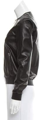 Michael Kors Leather Zip-Up Jacket
