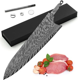 KATSURA Cutlery CKYD20B-no logo 8 in. Japanese Premium AUS 10 67 Layers Damascus Steel Gyuto Chef Knife Blank 50mm Wide Blade No Logo Woodworking Project Kit