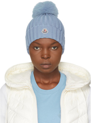 Moncler Blue Fur Pom Pom - ShopStyle Hats