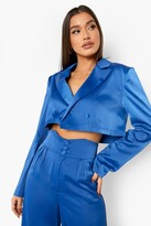 Thumbnail for your product : boohoo Premium Satin Cropped Blazer