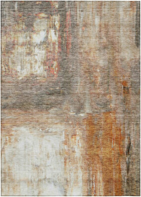 HomeRoots 10' X 14' Copper Ivory And Brown Abstract Washable Indoor Outdoor Area Rug