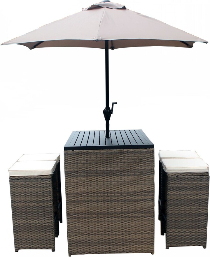 Luxury Living Furniture 6 Piece Wicker Rattan Outdoor Bar Set with