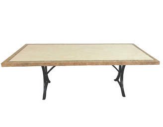 Cast Iron Outdoor Olympia Travertine Outdoor Dining Table