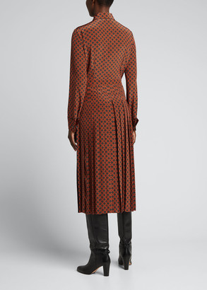 Michael Kors Collection Tie-Neck Pleated Silk Dress