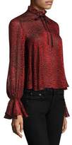 Thumbnail for your product : Saloni Tyler Devore Bell-Sleeve Cropped Top