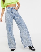 Thumbnail for your product : ASOS DESIGN Full length lightweight wide leg jeans in acid wash