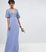 Thumbnail for your product : Maya Sequin Top Maxi Bridesmaid Dress With Flutter Sleeve Detail