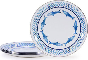 Golden Rabbit Set of 4 Fish Camp Dinner Plates