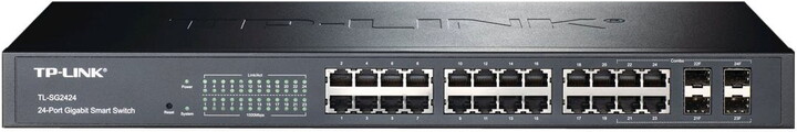 24-port TP-Link JetStream T1600G-28TS - Switch - managed - 24 x 10/100/1000 + 4 x combo Gigabit SFP - rack-mountable