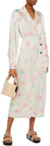 Thumbnail for your product : Ganni Belted Floral-print Satin Midi Wrap Dress