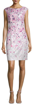 Kay Unger New York Cap-Sleeve Floral-Printed Cocktail Sheath Dress