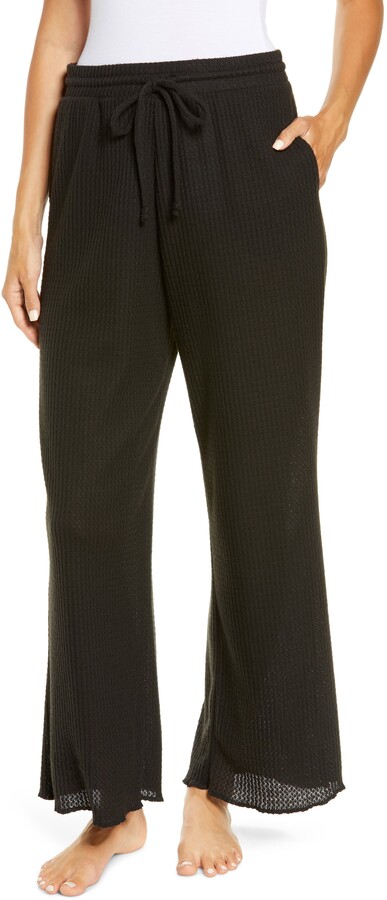 Waffle knit wide leg lounge pants Clearance
