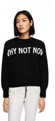 Mango - Black Embroidered 'Whynot' Long Sleeve Sweater