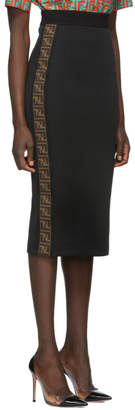 Fendi Black and Brown Forever Pencil Skirt