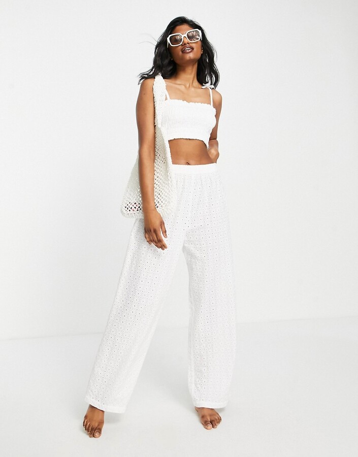 beach trousers white