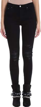 Amiri Leather Patch Biker Black Jeans