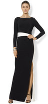 Thumbnail for your product : Lauren Ralph Lauren Long-Sleeve Colorblocked Gown