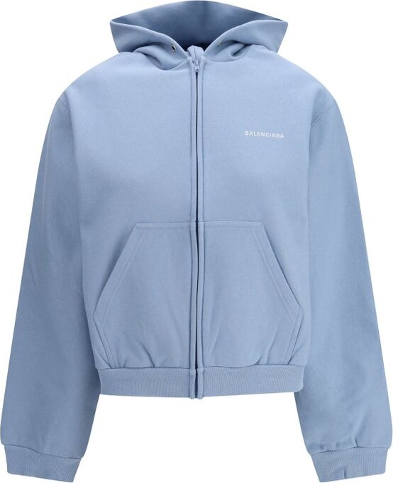 Balenciaga Logo Embroidered Zip-Up Hoodie