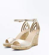 Thumbnail for your product : New Look Wide Fit Gold Cage Back Cork Wedges