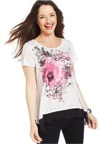 Thumbnail for your product : Style&Co. Graphic-Print Handkerchief-Hem Tee