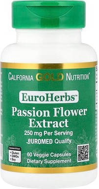 California Gold Nutrition, EuroHerbs™, Passion Flower Extract, Euromed Quality, 250 mg, 60 Veggie Capsules