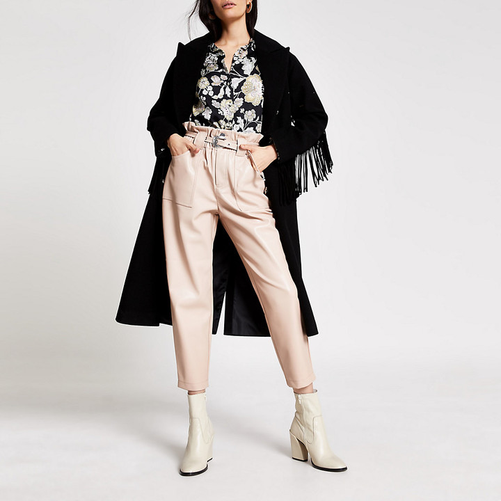 leather peg leg trousers